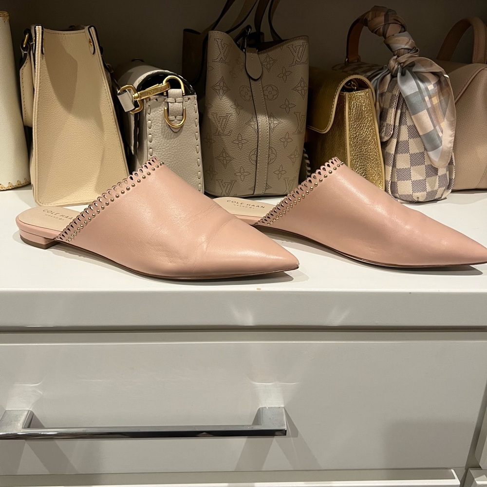 Cole Haan Pink Mules with Studded Detail